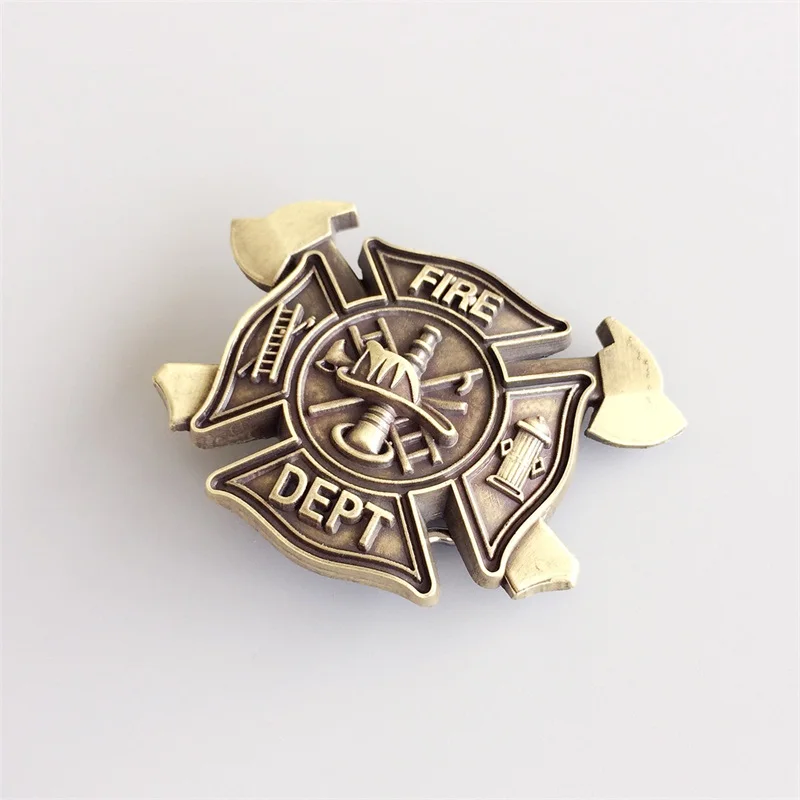 小売アンティークブロンズメッキ消防士ベルトバックル送料無料
