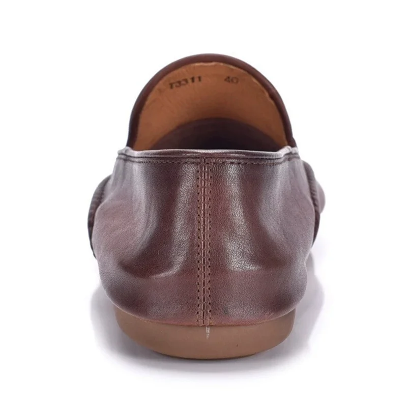 Retro Genuine Leather Lazy Men's Loafers Soft Casual Shoes Moccasins Boat Shoes Platform Male Black Brown Slip On Oxfords Shoes