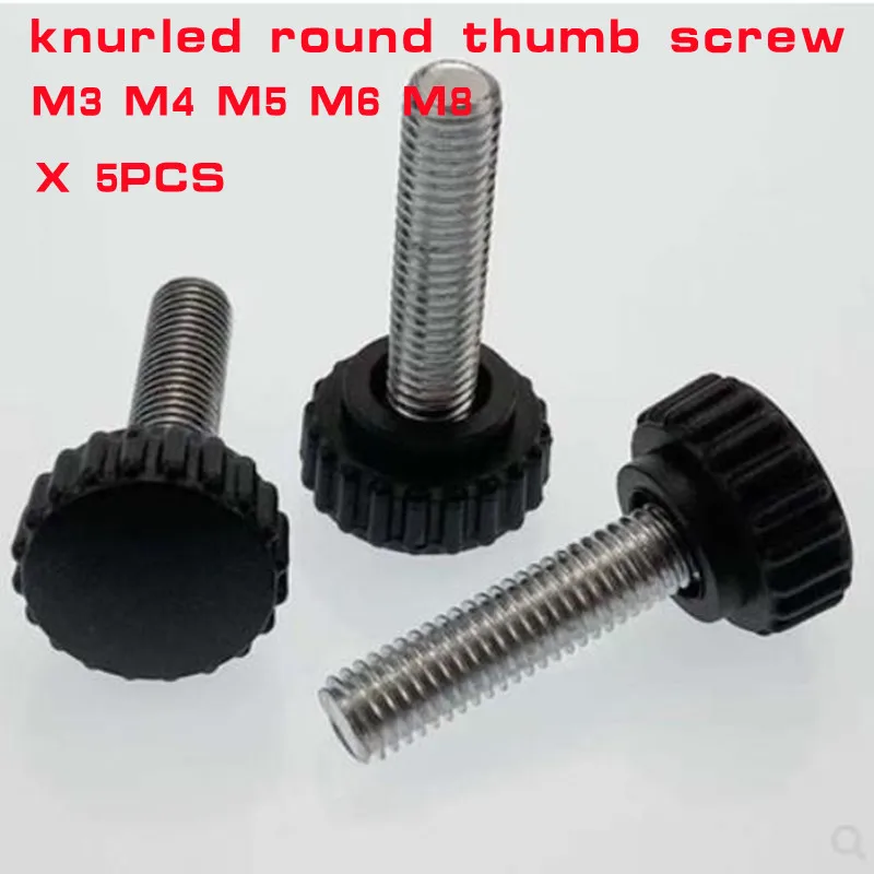 5/10pcs/lot  m3 m4 m5 m6 m8 knurled Nylon Round Plastic Head Handle Thumb Screw Bakelite Bolt Black Bakelite hand screw