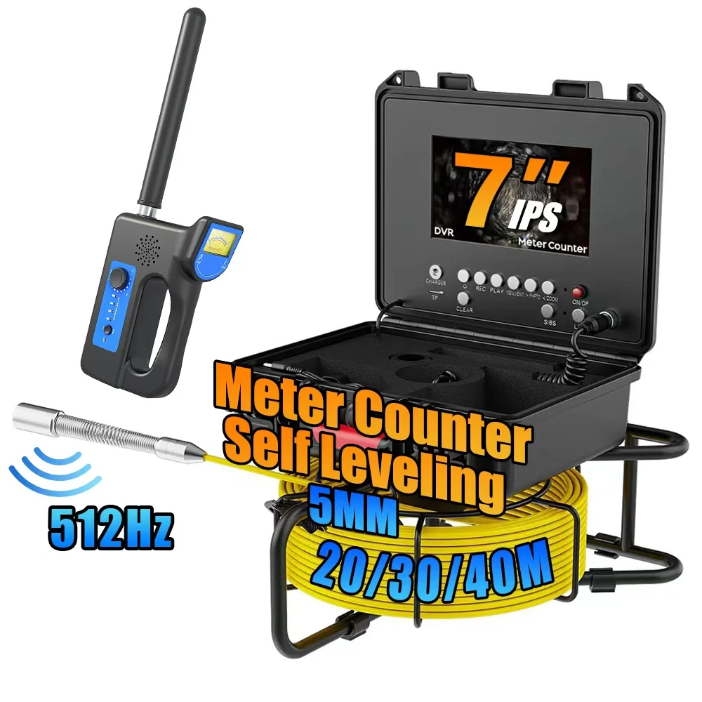 

7-дюймовая IPS-камера для осмотра труб с Wi-Fi и приемником-локатором 512 Гц, головка 17 мм/23 мм, кабель 20 м/30 м/50 м, аккумулятор 4500 мАч, запись DVR