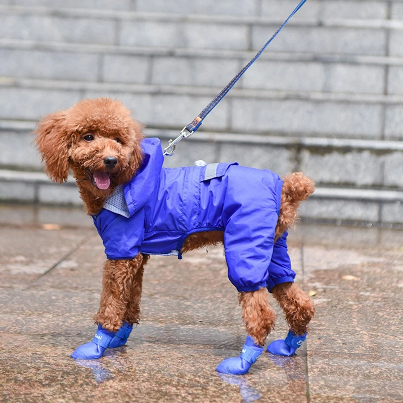 4Pcs/Set Pet rain Shoes Dog Cat Anti-slip Rubber Boot Foot Cover Puppy Waterproof Socks Small Medium Dogs Protect The Paw