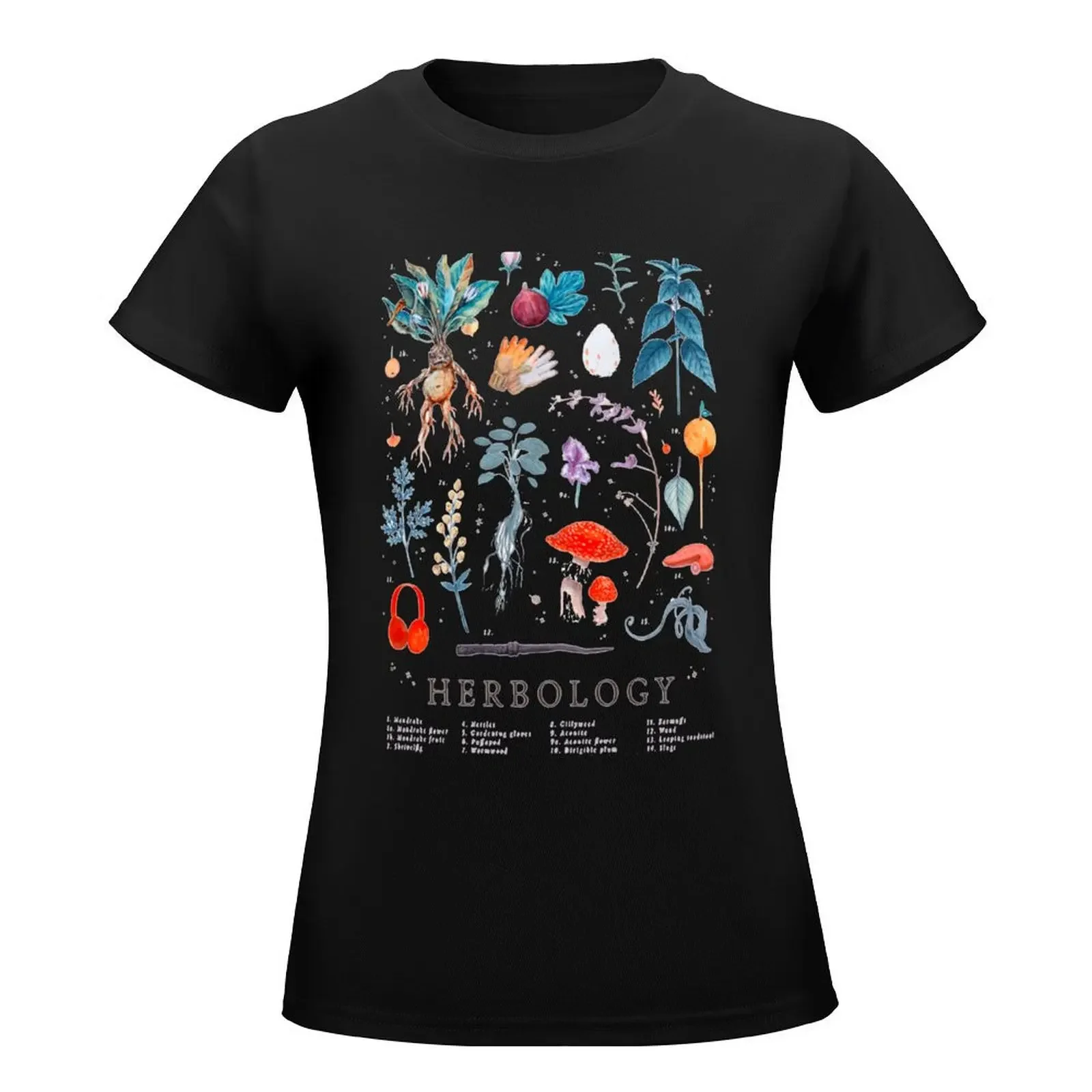 Herbology Harry Plants T-Shirt summer clothes plus size tops black t shirts for Women