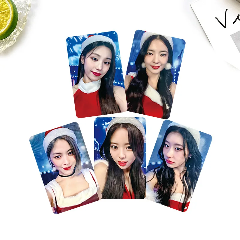 5 pz/set KPOP ITZY WDZY Christmas Cartoon Selfie photowcards List Yeji Ryujin Yuna Fahion cartoline Member Lomo Cards Fans Gifts