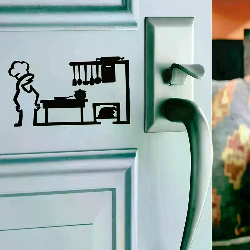 La Linea Minimalist Line Art Stickers Door Sticker Bedroom, Kitchen, Bathroom Sign Cartoon Character Design Home Decoration