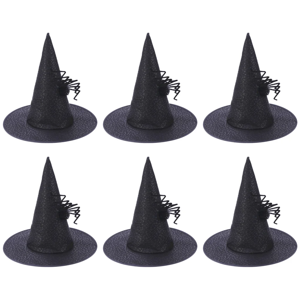 

6Pcs Halloween Witch Hats Supple Material Festive Atmosphere Party Decor Hat Halloween Witch Hats Caps Festival Party Hat