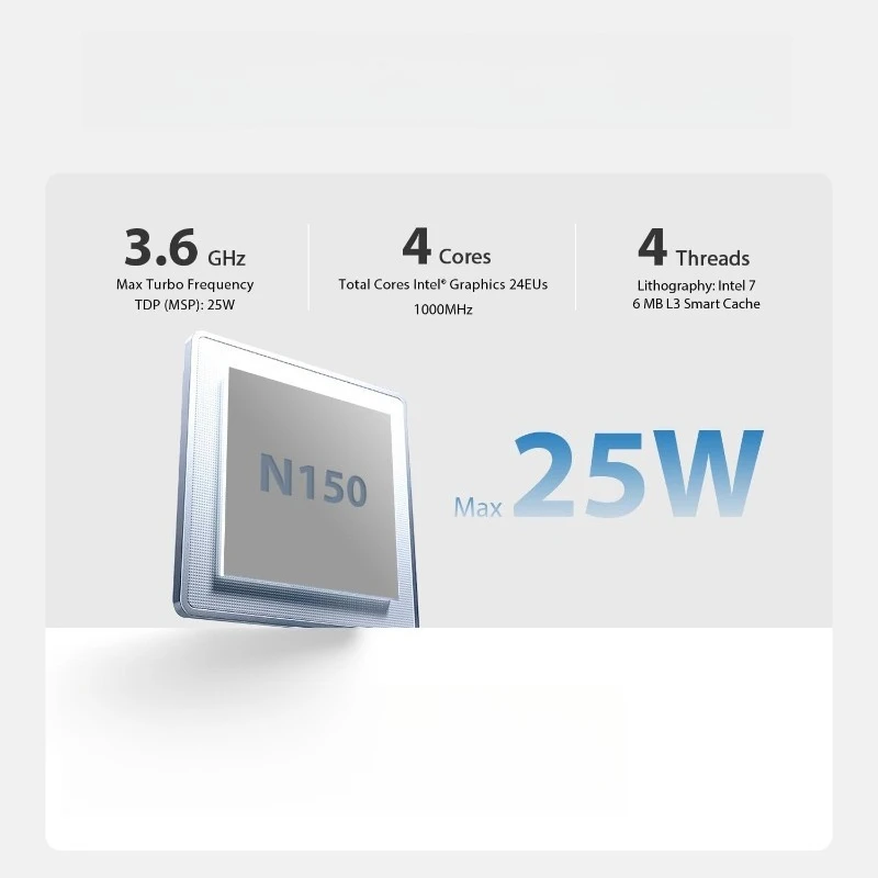 كمبيوتر Mini S13 Pro Mini، الجيل 13 N150 (حتى 3.6 جيجا هرتز) 4C/4T، 16 جيجا بايت DDR4 512 جيجا بايت PCle SSD، مايكرو PC 4K، شاشة عرض، واي فاي