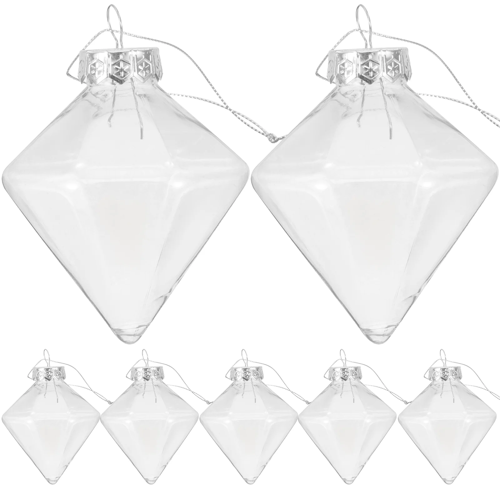 12 Pcs Diamond Shaped Clear Plastic naments for Christmas Tree Party Hanging Decoration Fillable Festive Balls Holiday Craft