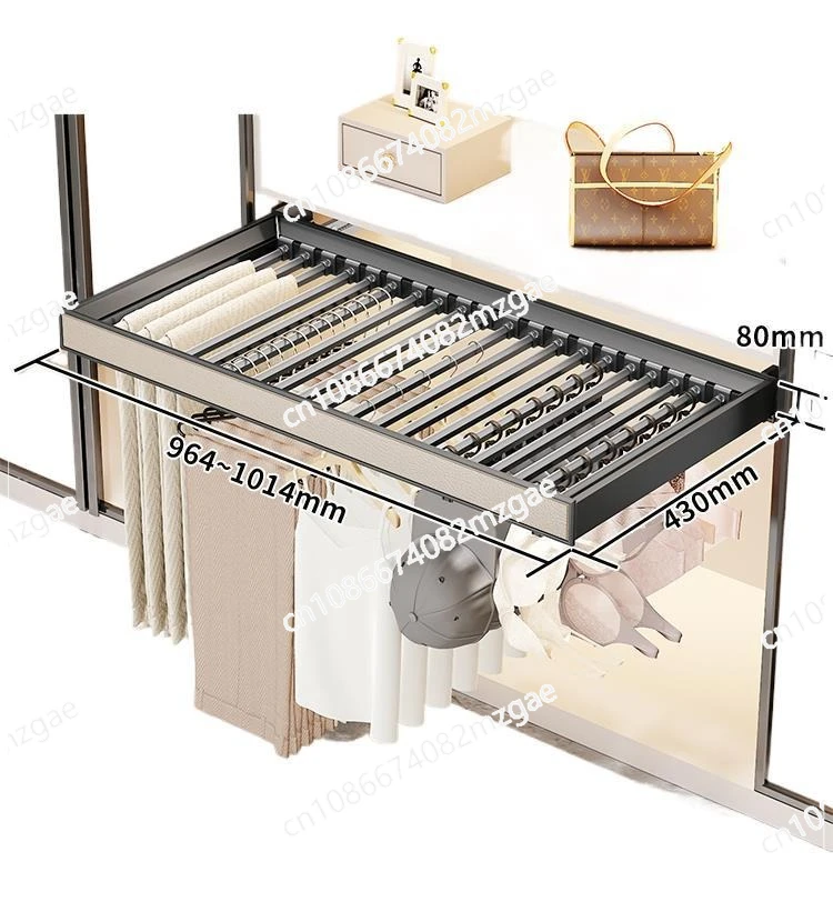 Wardrobe Built-in Pull-out Pants Rack Wardrobe Storage Household Multi-functional Side-mounted Damping Pants Rack Telescopic