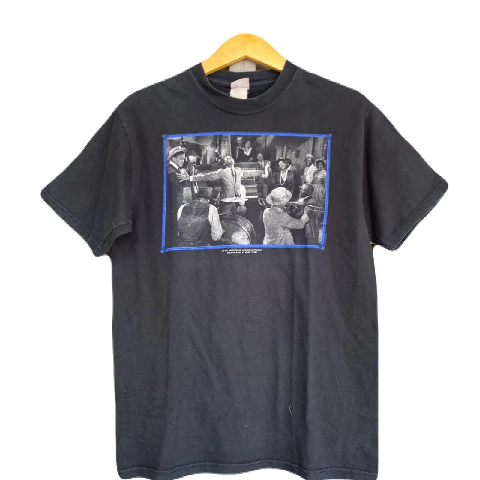 Louis Armstrong and Billie Holiday T shirt Vintage vintage Washed graphic homme Stretched fashion Unisex Soft