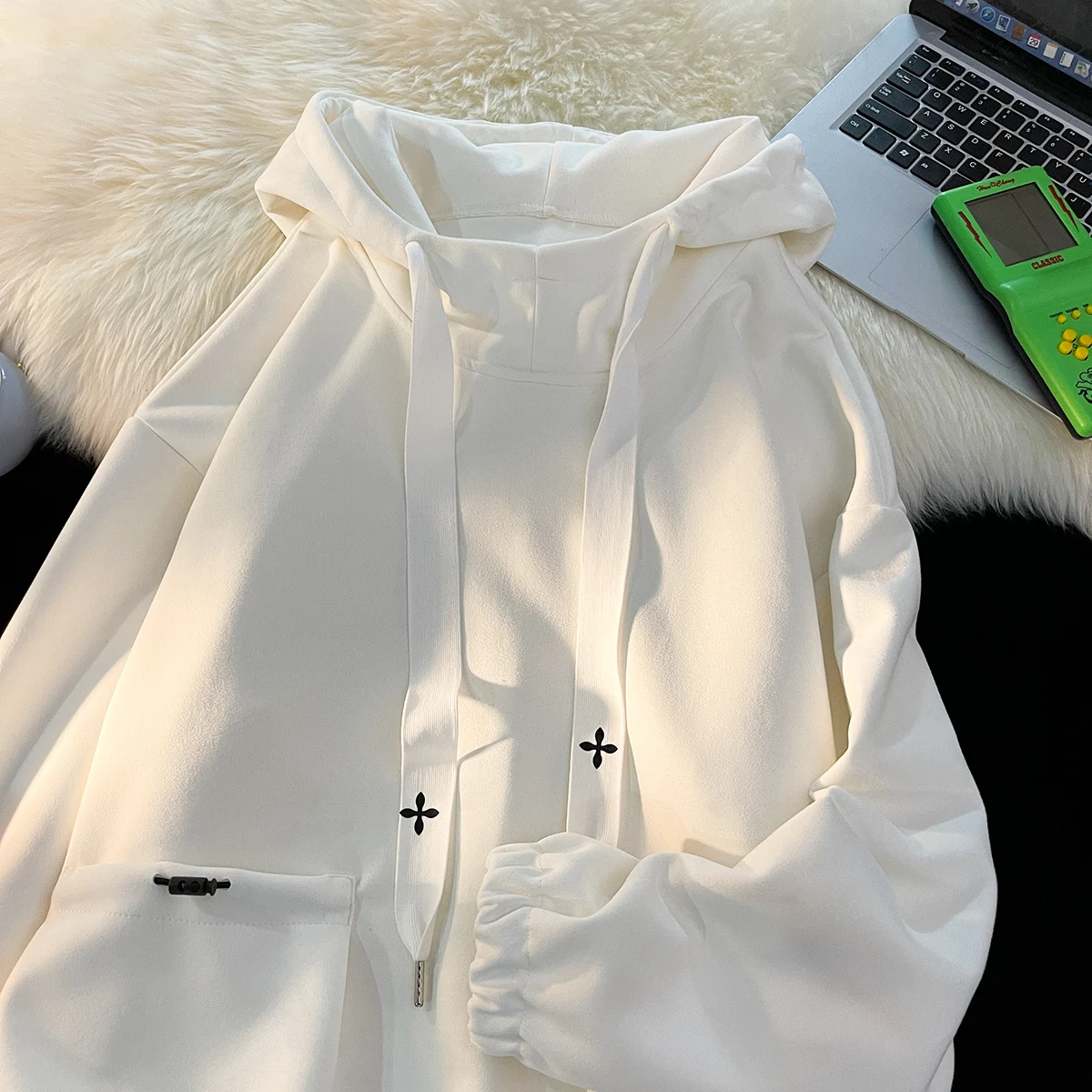 

Мужская замшевая толстовка с капюшоном в американском винтажном стиле, рабочая одежда, дизайнерская куртка, повседневный свободный топ для пар на весну-осень