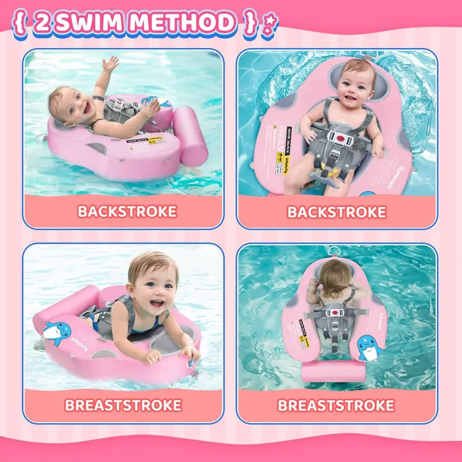 Swim Float with UV Protection Sunshade Infant Pool Float Add Tail for 324 Months