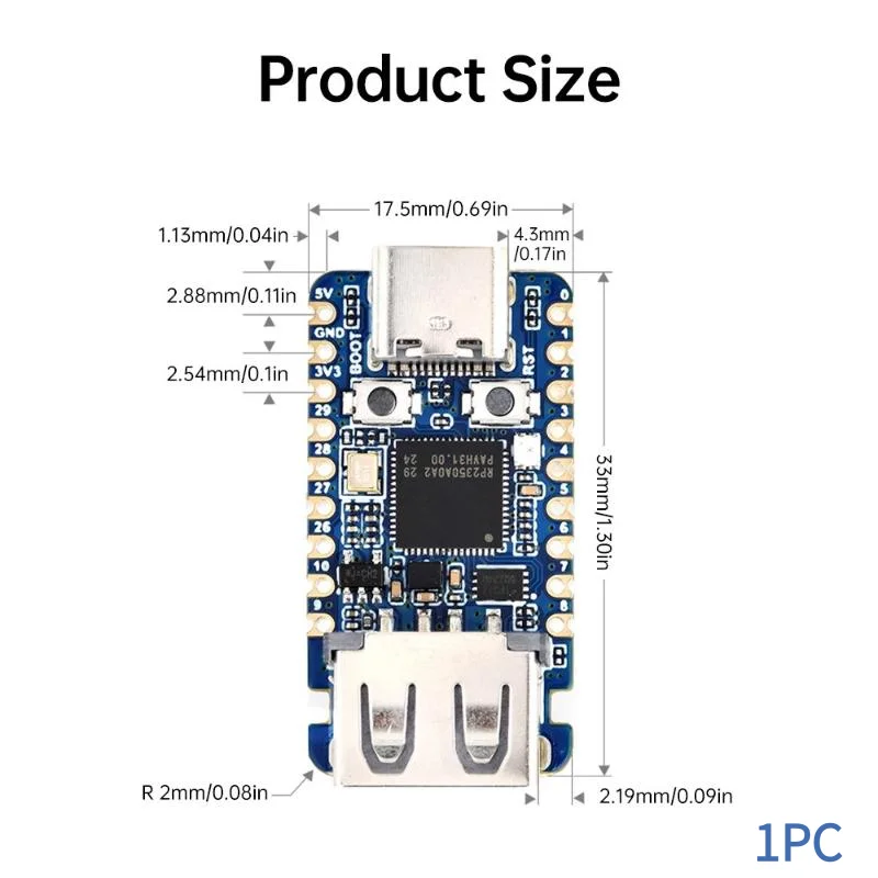 1PC 15 GPIO RP2350-USB-A Mini Development Board Onboard USB Type-A Expansion Port Based On RP2350A Chip.
