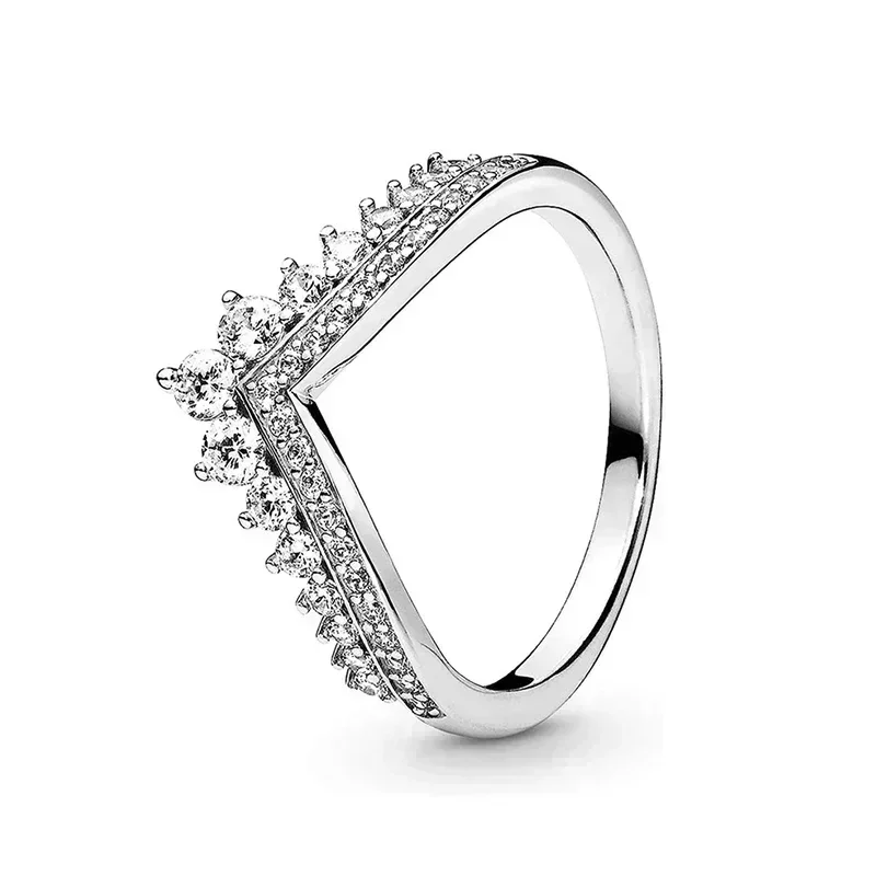 2025 New 925 sterling silver classic dazzling crown round hearts ring exquisite women's light luxury charm ring jewelry gift