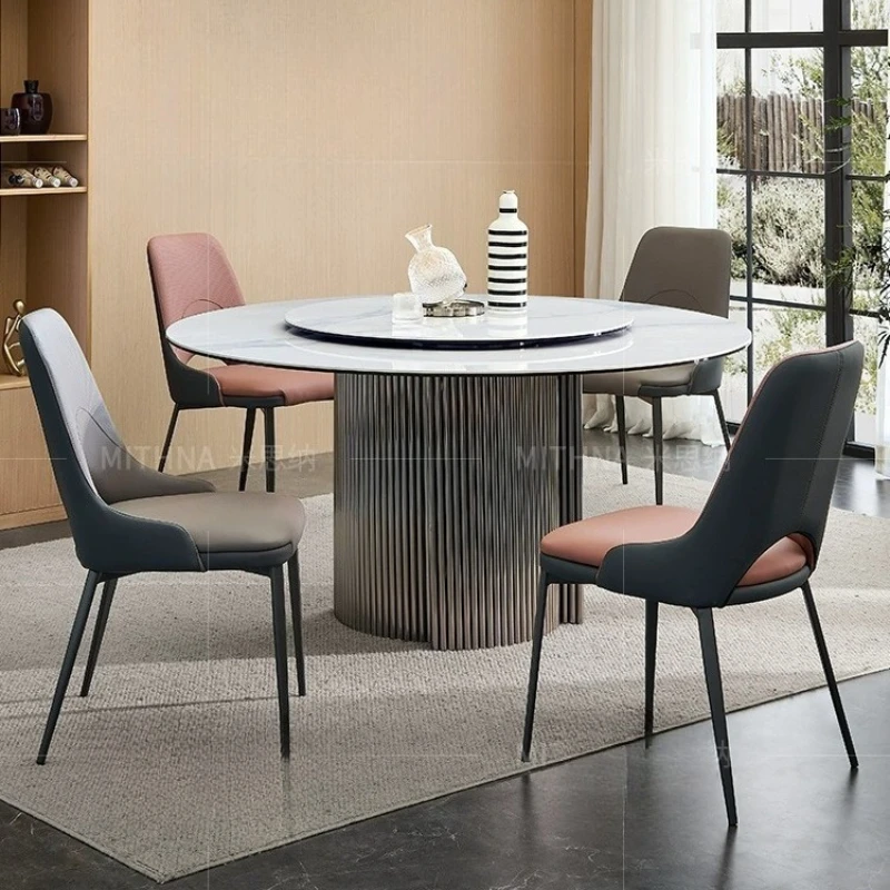 

Italian Luxury Rock Slab Dining Tables Modern Minimalist Stainless Steel Creative Dining Table Dining Room Home Furniture FYDT