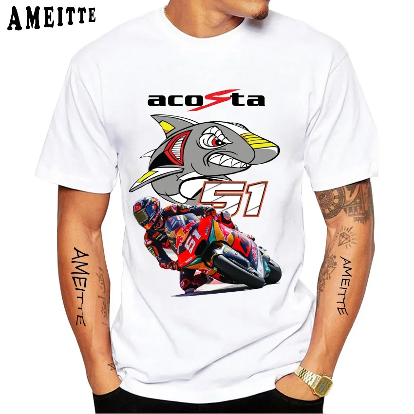 

New Pedro Acosta 51 Shark GP Race Riding T-Shirt New Men Short Sleeve GS Adventure Sport Shirt Casual Boy White Tees Rider Tops