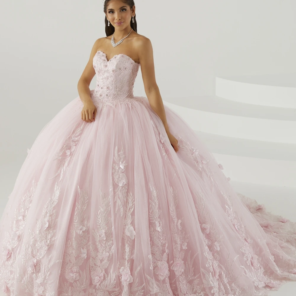 Young Infinity Gaun pesta merah muda tak terbatas gaun Quinceanera gaun 2023 sayang dengan syal bunga applique Pricess manik-manik Vestidos De 15 a20os