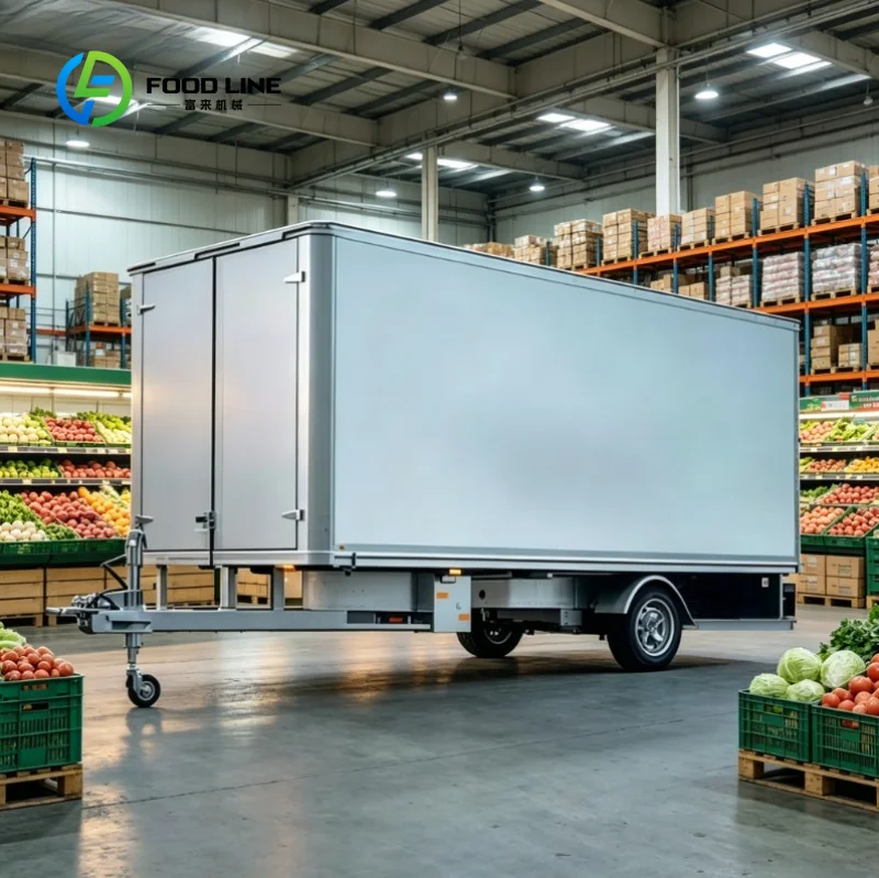 Commercial Mobile Cold Storage Food Trailer for Selling Fresh Food, Vegetables, Shrimp, Ice Cream