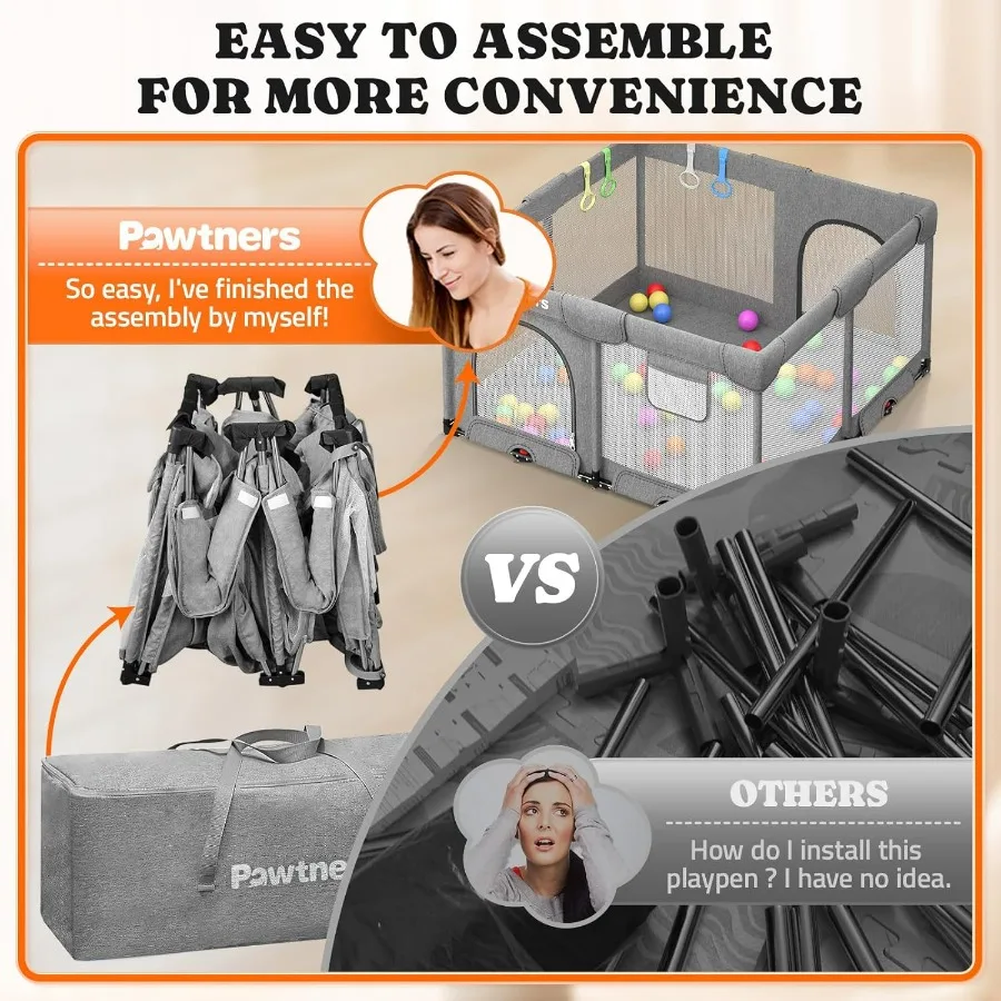 Box pieghevole per neonati e bambini piccoli: 50 Lx 50 Lx 27 H Grande cortile da gioco con tappetino Area da gioco interna portatile Cancello per bambini con