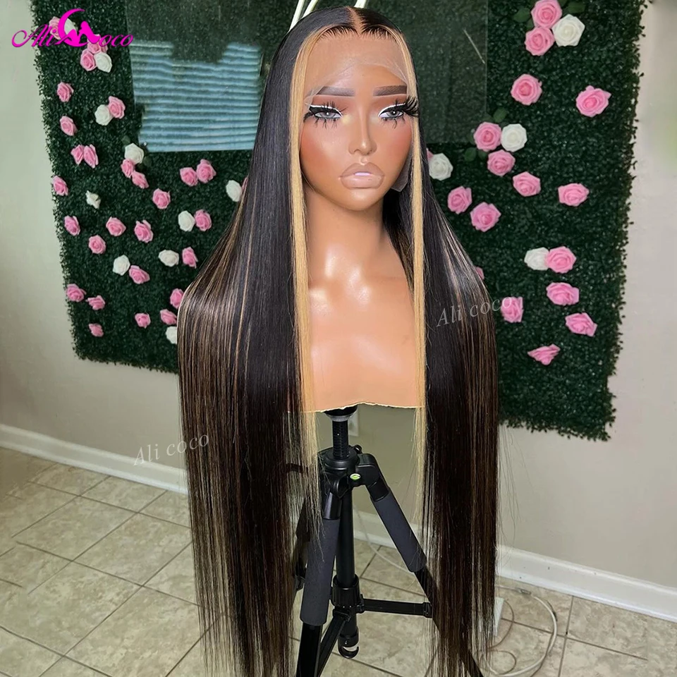 

P1B/27 Highlight Straight 13x4 13x6 Lace Frontal Wig Human Hair 5x5 Closure Wig Remy Hair For Women Transparent Lace 200 Density