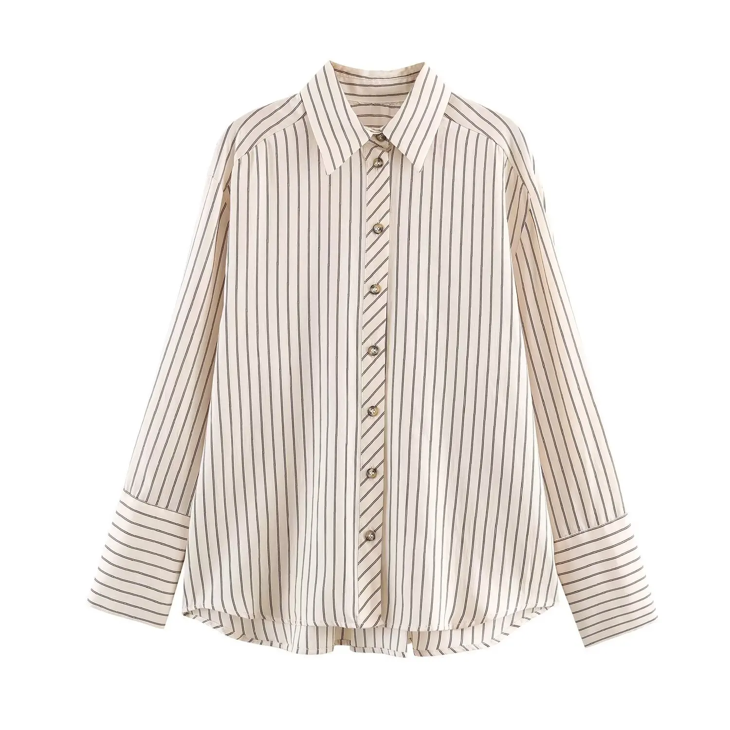 

Women's 2026 Spring New Style - Simple Business Blouse with Flattering V-Neck and Loose Sleeve Edges with Stripes
