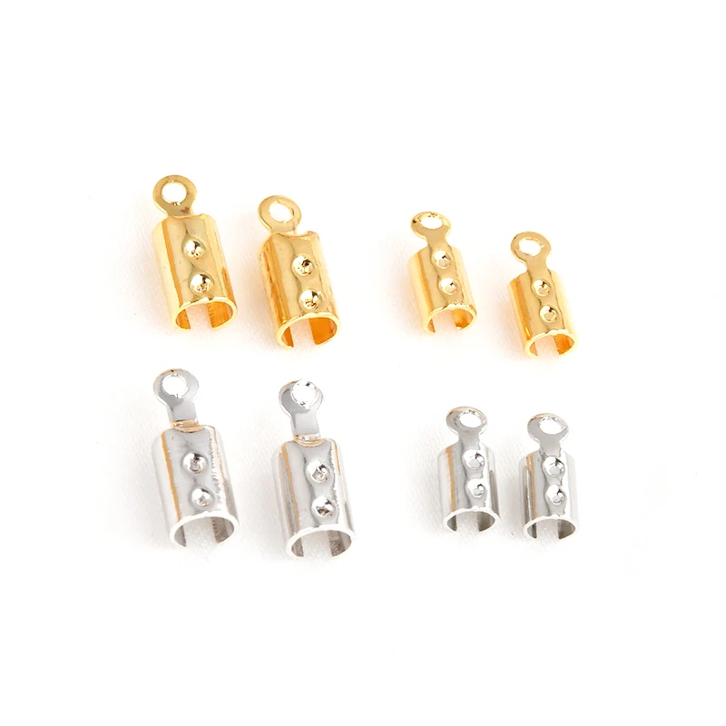 20 PCS Copper Plated 14K Gold End Clip Thin Rope End Buckle DIY Take Away Jewelry Bracelet Connecting Accessories Materials