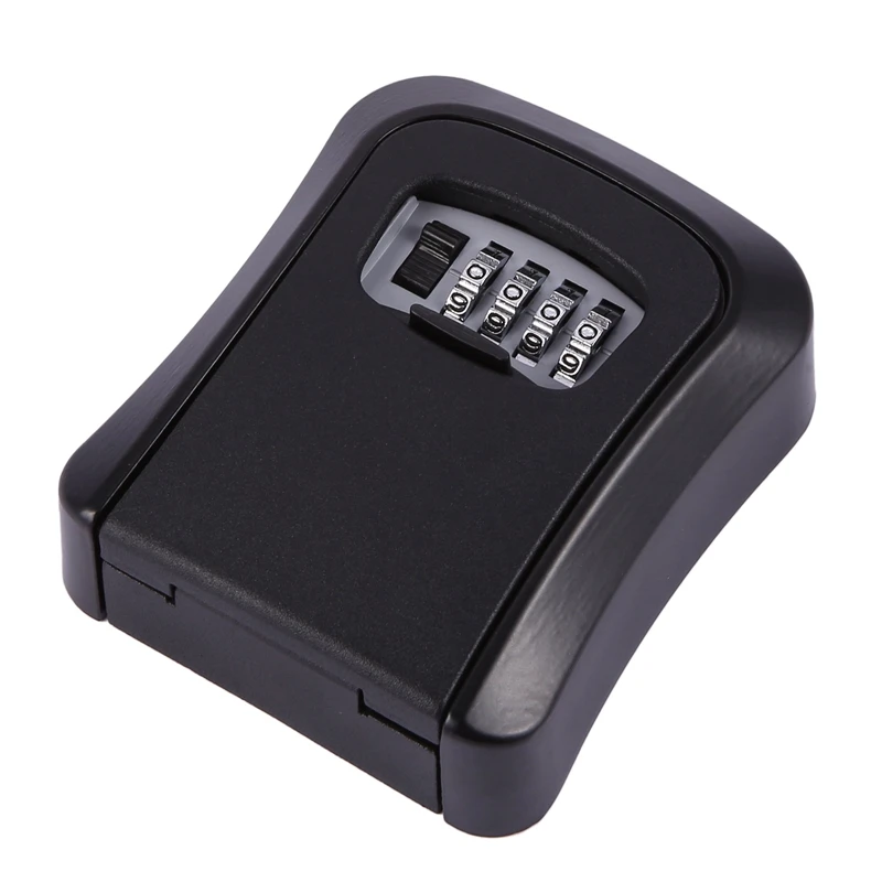 5X Black Password Key Lock Box Wall Mounted Zinc Alloy Key Box Weatherproof 4 Digit Combination Key Storage Lock Box