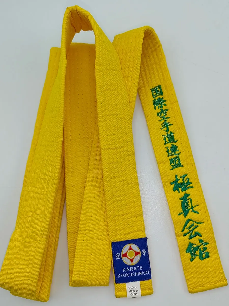 International Karate Federation Kyokushi Belts IKF Sports Yellow Belt 4cm Wide Customized Processing Embroidered Text China Made