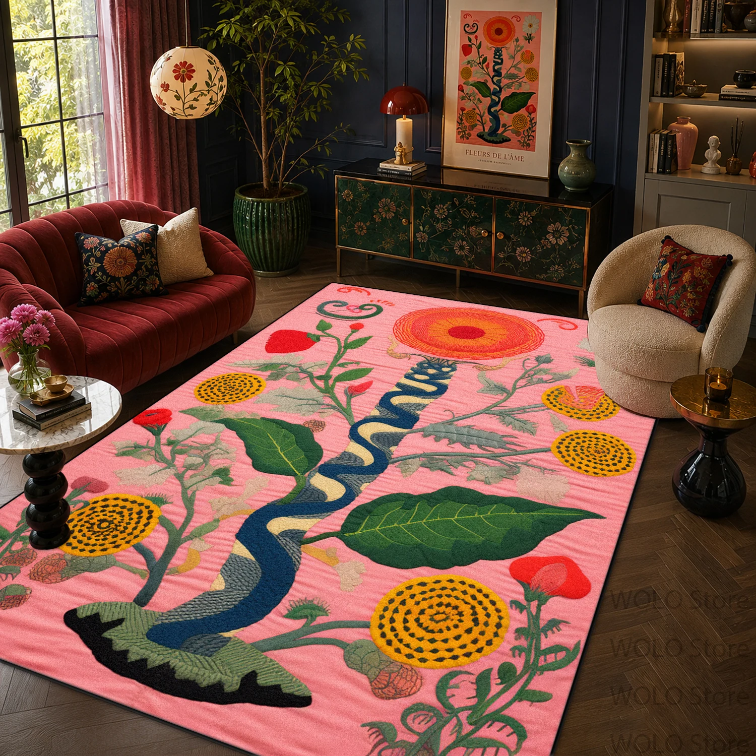 Wholesale Commercial Printing - Tappeto Bohemien Retrò con Stampa Floreale