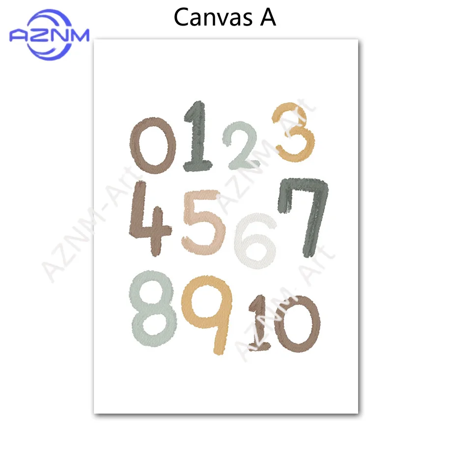 1/2pcs Education Learning Number Animals Nursery Wall Print Paper Canvas Painting Nordic Poster Wall Pictures Kids Room Decor view 3