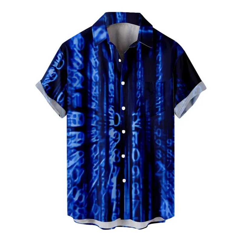 Camisa con estampado 3d de ciencia ficción Retro para hombre, ropa informal para vacaciones en la playa, blusa de moda, solapa hawaiana, camisas de calle de manga corta