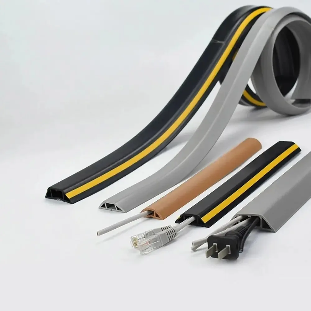 1PC 2M/78.74in  Wire Slot Wire Organizer  Extension Wiring Duct Protector Cord Protector Floor Cord Cover Power Cable Protector