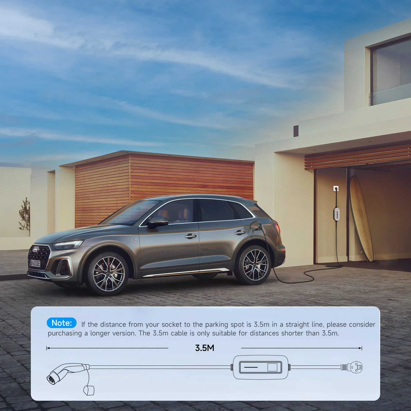 AFYEEV EV Charger แบบพกพา Type2 / GB/T ปลั๊ก 16A 1 เฟส 3.5KW Type1 3.5m Wallbox สถานีชาร์จสําหรับยานพาหนะไฟฟ้า