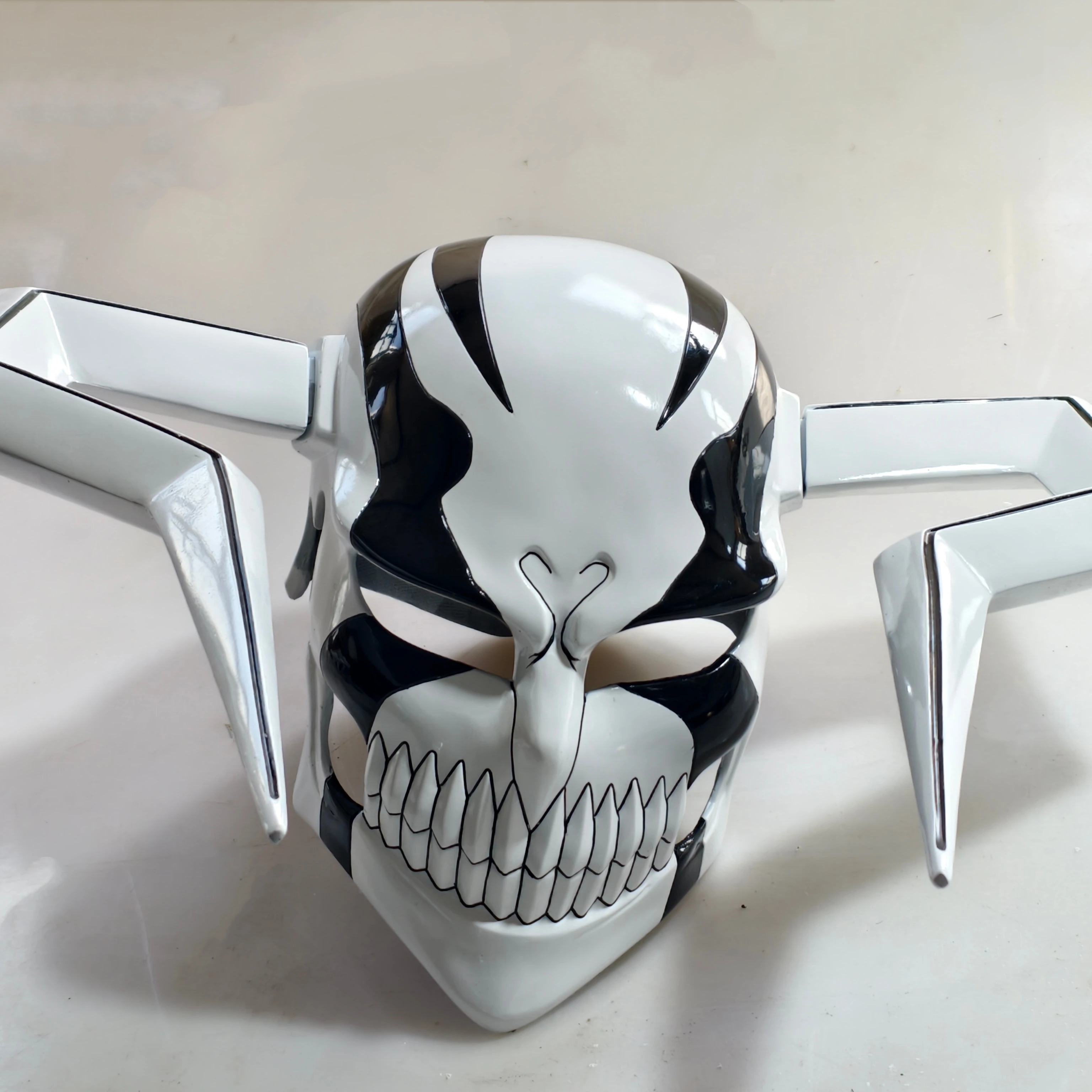 Bleach Full Hollow Ichigo Mask with Detachable Bull Horns - Vasto Lorde Ox Helmet Fiberglass Cosplay Prop Wearable Replica