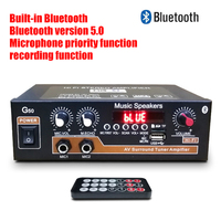 1pc 800W Bluetooth 5.0 HiFi Digital Power Amplifier With Remote Control Car Audio Amplifiers Digital Subwoofer Reverberation Amp