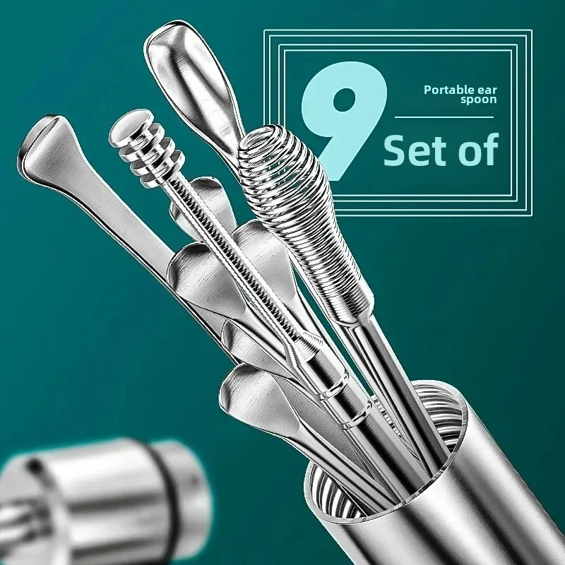 Stainless Steel Sanding Ear Digging Double Head Spiral Safety Spring Ear Digging Spoon Massage Ear Digging Spoon Cleaning Tool