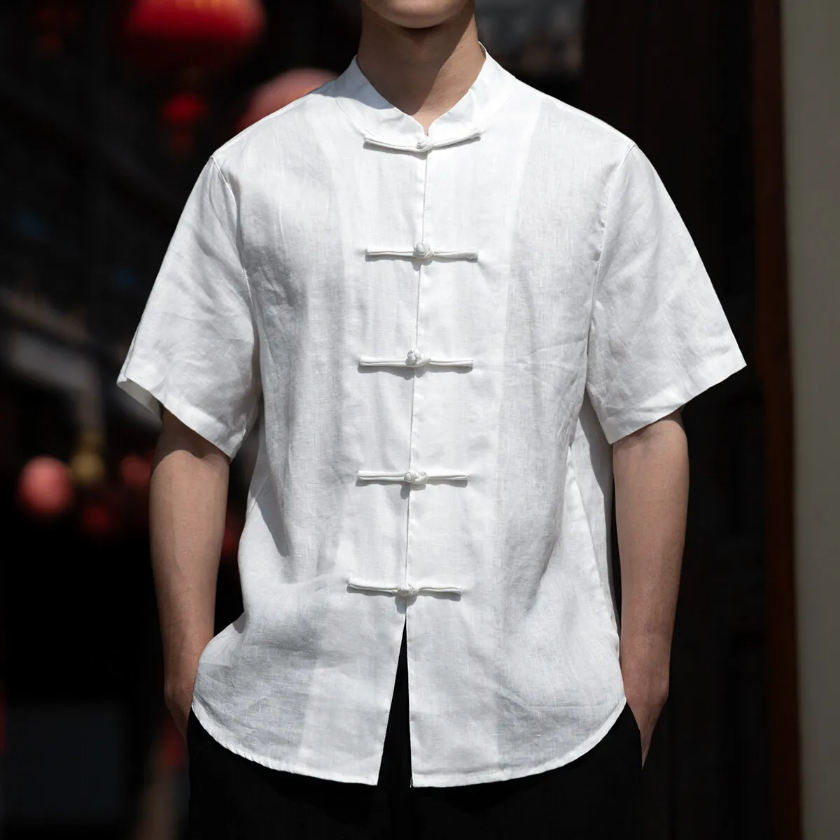 Gorasion جديد 100% الكتان الخالص الصيف رقيقة فضفاضة قصيرة الأكمام أعلى النمط الصيني الرجعية تانغ دعوى زر أسفل قميص الرجال تانغ دعوى