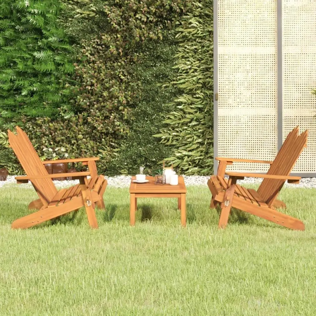 3-Piece Solid Wood Acacia Adirondack Patio Lounge Set - Durable Outdoor Furniture