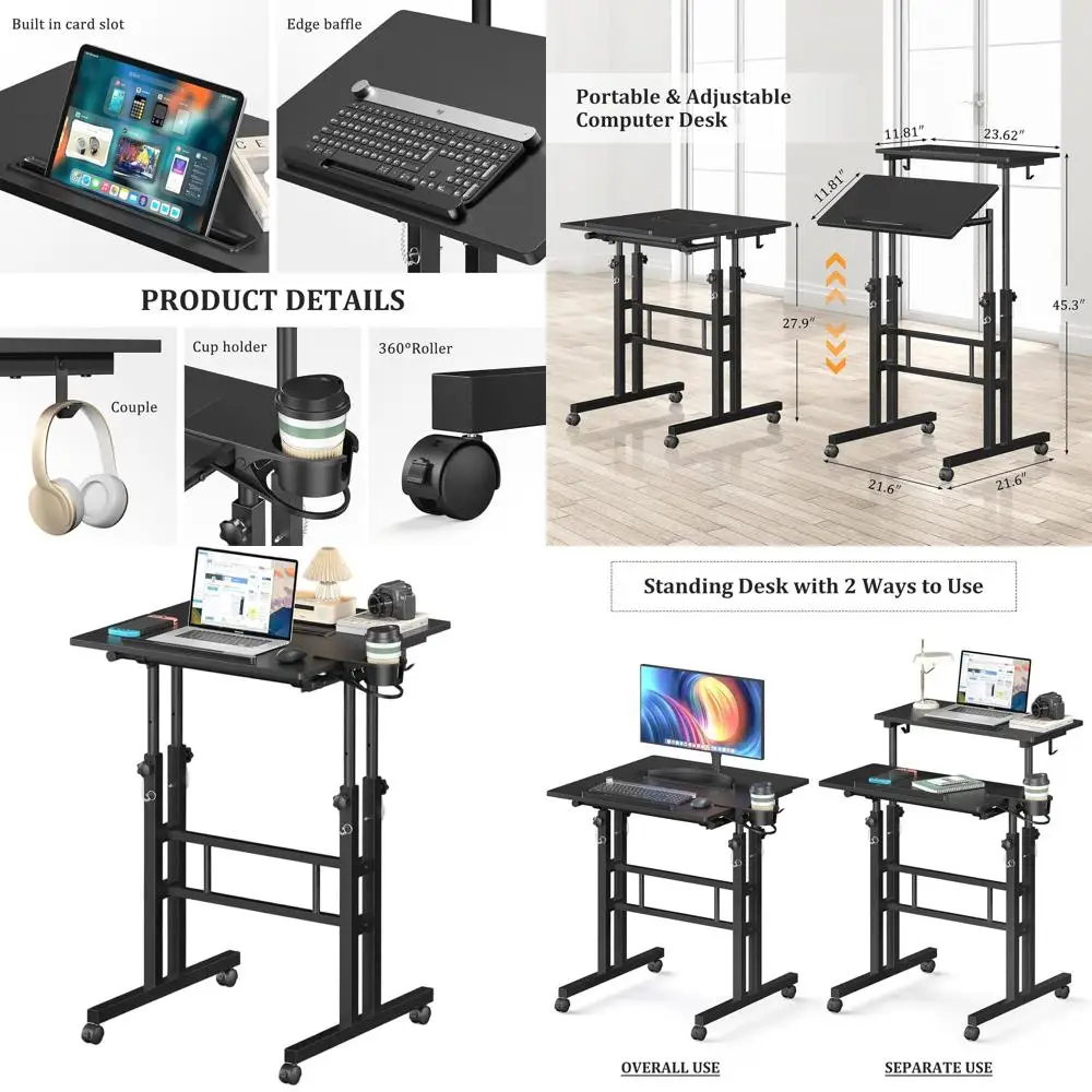 

Портативный регулируемый по высоте стол на колесиках для работы стоя и ходьбы