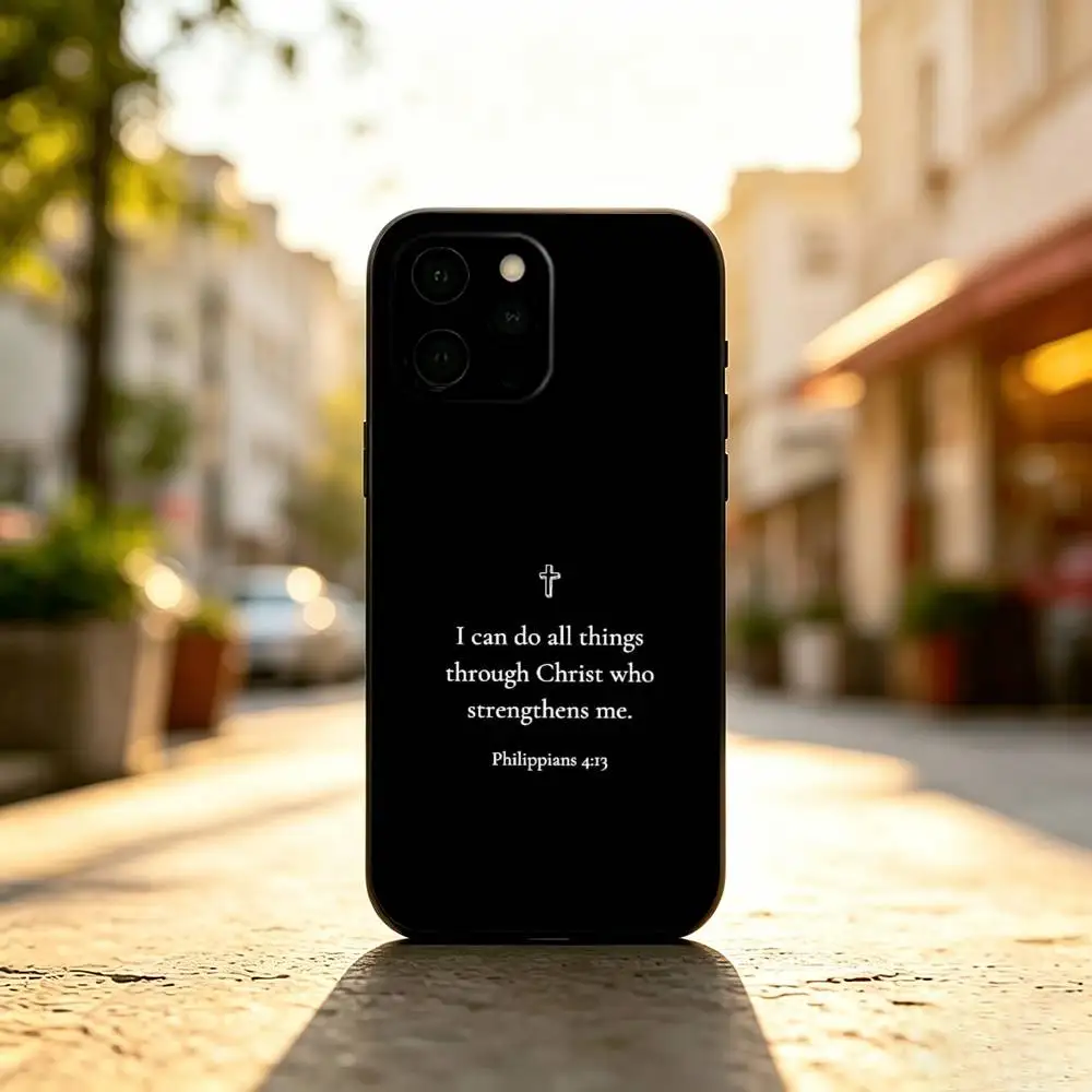 C-Christian J-Jesus Bible Verse Phone Case  Soft  Silicone black For IPhone 17 16 15 14 13 12 11 X XR Plus Pro Max Plus