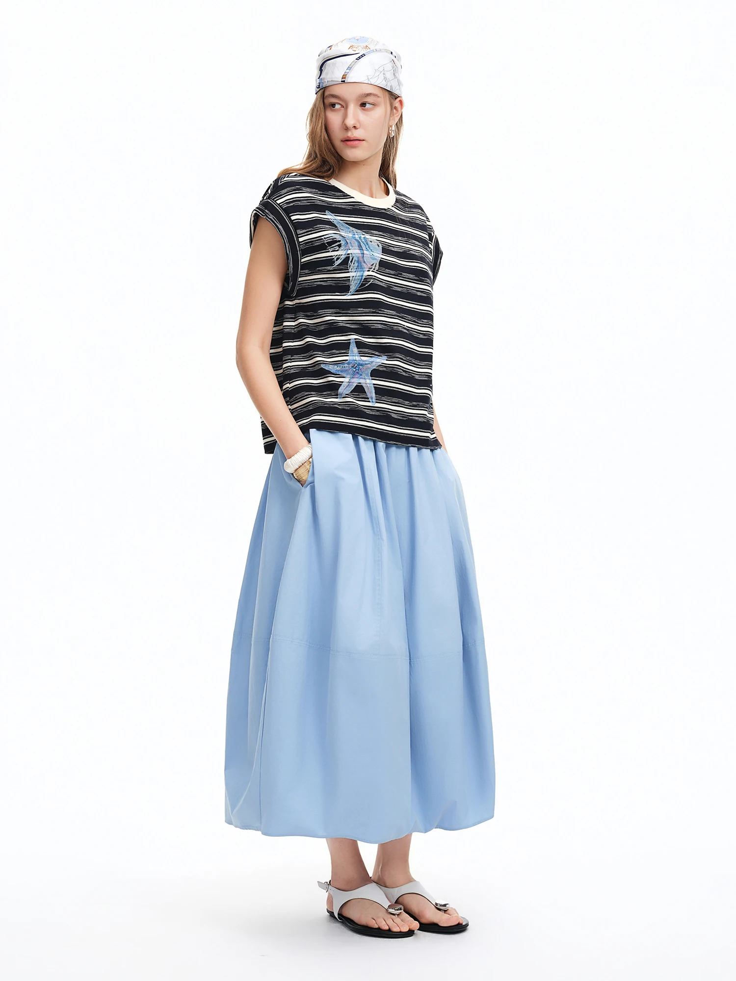 DUSHU High-waisted Bud Skirt BF New Summer 2026 Korean Style Solid Color Casual Simple All-match Cotton Breathable Cozy Trendy