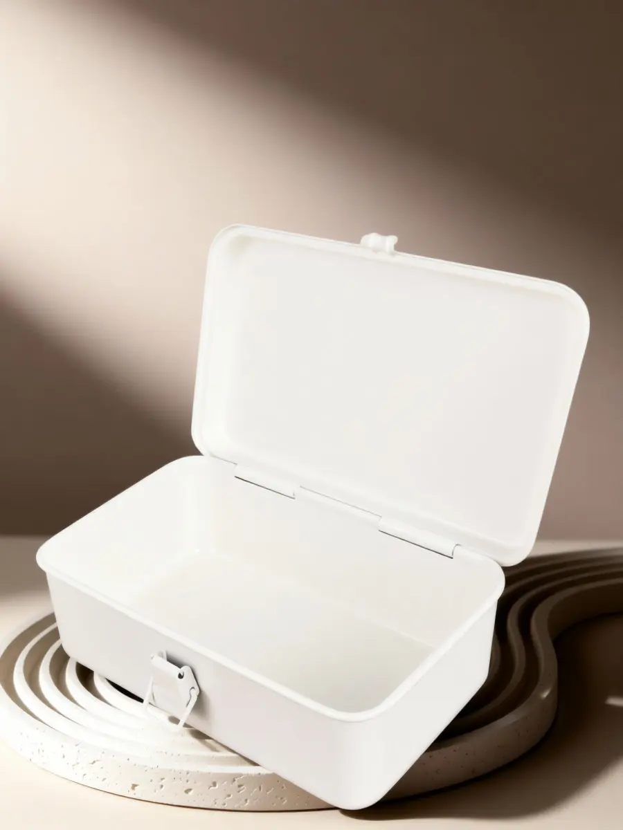 Vintage White Metal Tool Box Lockable Toolbox Cold Rolled Steel Large Storage Organizer Reusable Metal Storage Box Desktop