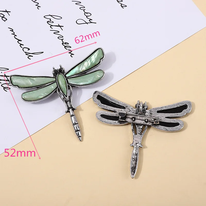 خمر الكلاسيكية أذن البحر قذيفة اليعسوب بروش للحشرات المعادن للجنسين دبابيس دبوس مشبك دعوى شارات مجوهرات 1 قطعة 52x62mm