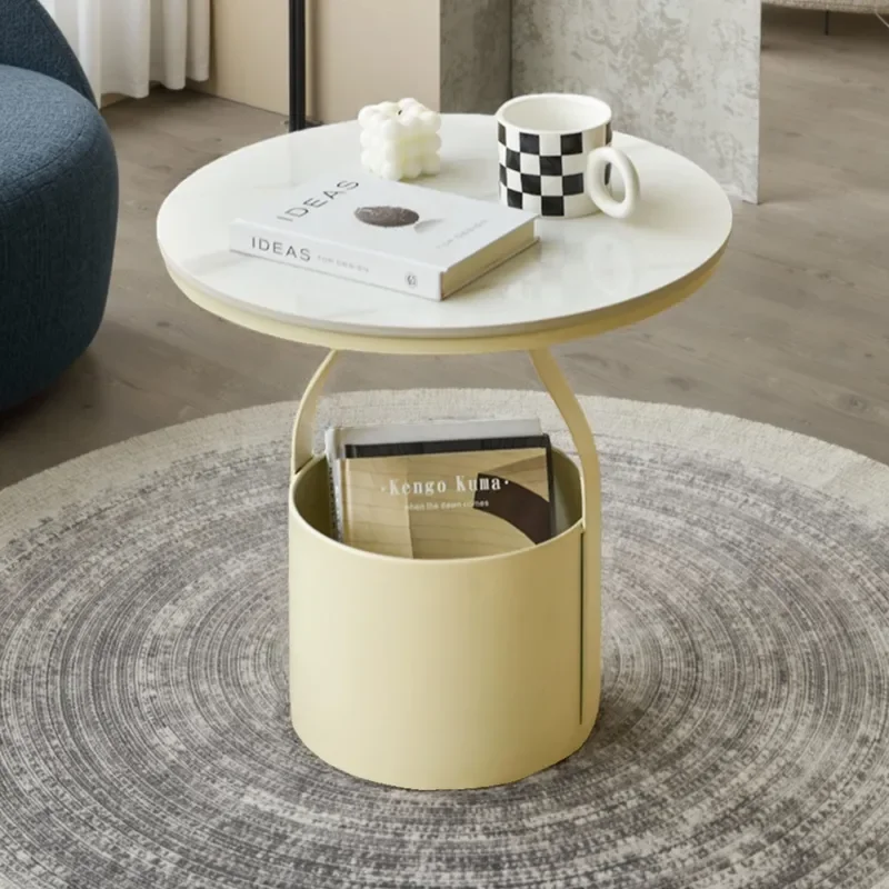 for Factory Quick Hair Rock Slab Mini Small Coffee Table Metal Storage Corner Table Light Luxury Round Table Bedroom Bedside