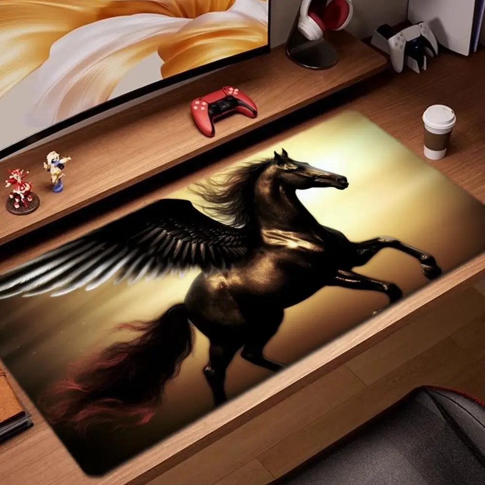 

Коврик для мыши «Небесная лошадь», игровые аксессуары, коврик для клавиатуры, XXL, большой запирающий край, 900X400 мм, настольный коврик, игровой коврик для мыши