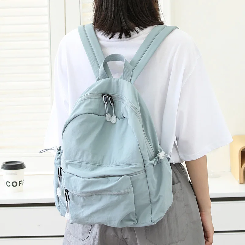 Women Nylon Backpack Ladies Casual Daypack Lightweight Travel Rucksack School Bag Daily Shoulder Purse with Side Pockets Travel