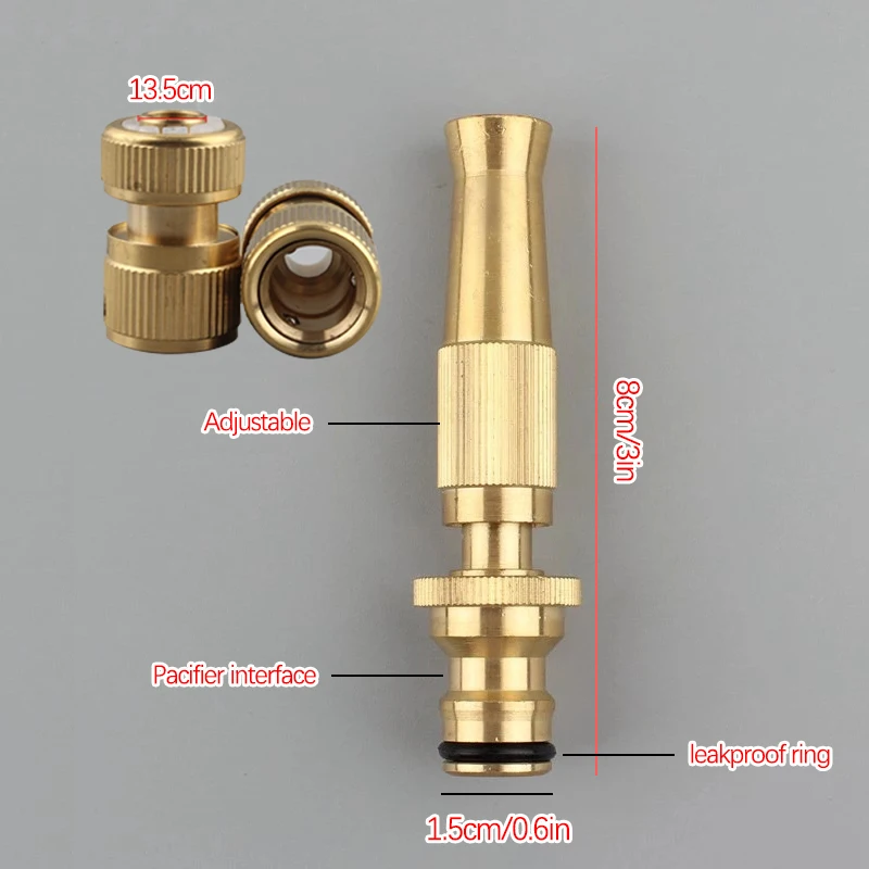 Spray Nozzle Water Gun Brass High Pressure Direct Spray пистолет Quick Connector Home Hose Adjustable Pressure Garden Sprinkler