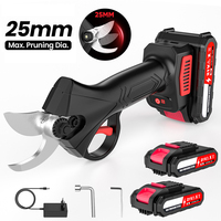25/30mm Cordless Electric Pruner Pruning Shears Fruit Tree Bonsai Pruning Branches Cutter Power Tool With 2pcs 21V Battery