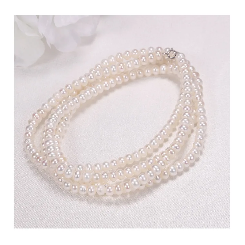 

Freshwater Pearl Jewelry Necklace Women's Long Nearly Round Double-layer Sweater Chain Real Pearl Beaded New Product