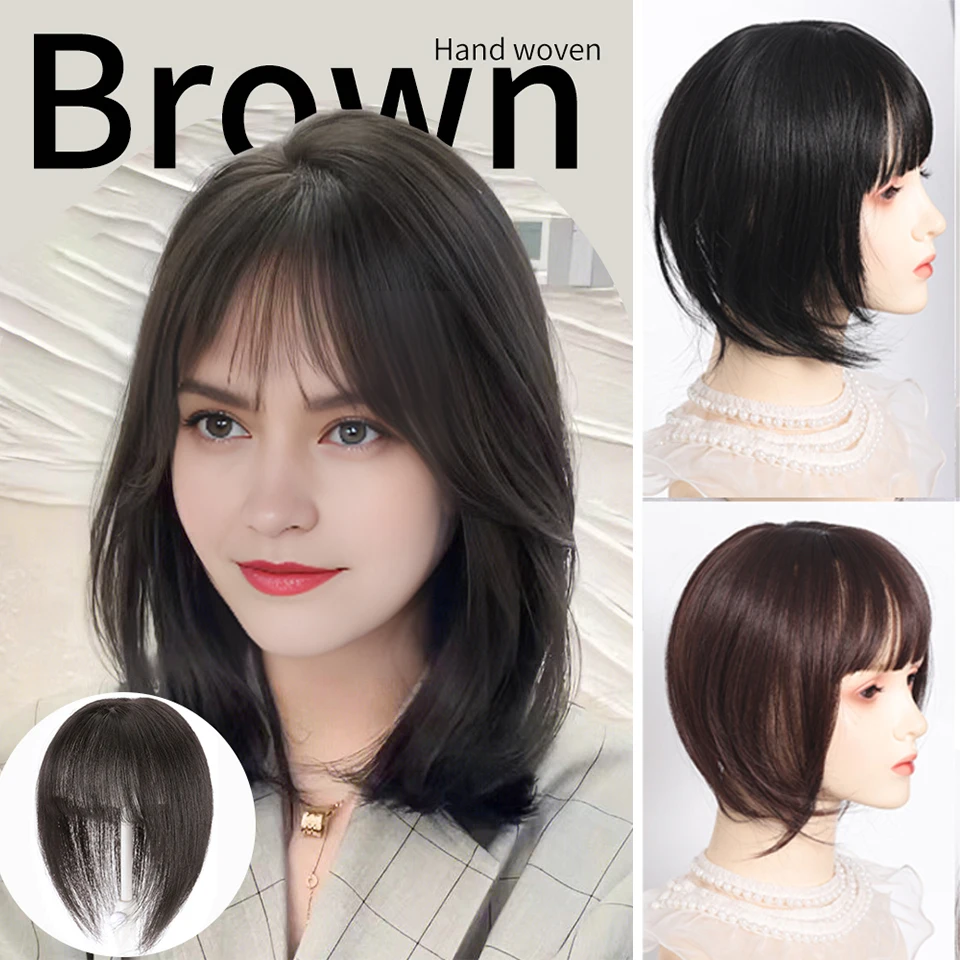 BEAUTYENTER Synthetic Hair Fringe Clip Bangs Straight Fake Hair Piece High Temperature Fiber Wig Bangs Clip on Hair Extension