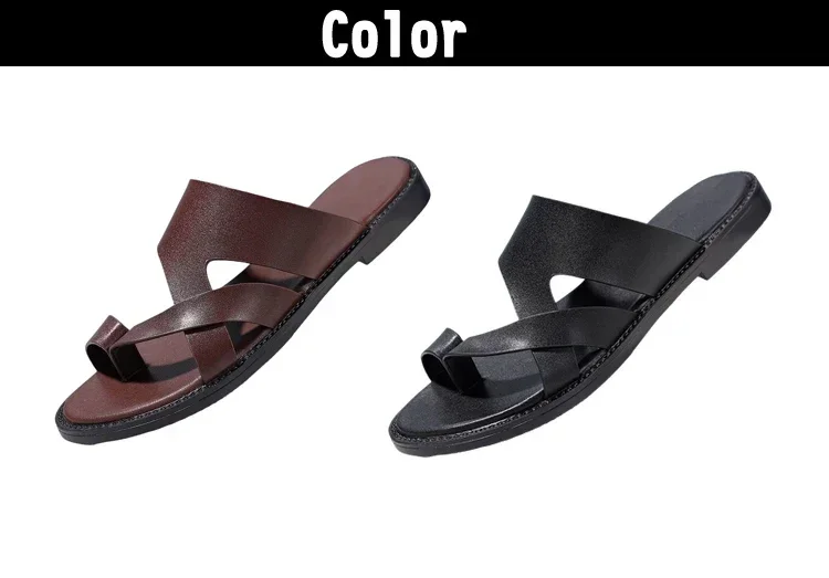 Trendige Herren-Sandalen mit Kreuzriemen, glatt, rutschfest, strapazierfähig, für Sommer, Outdoor, Business, Casual, Slip-On-Hausschuhe-HX25333 – Detail 2